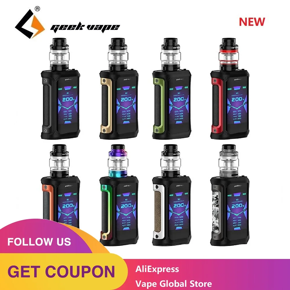 Special Product  Original Geekvape Aegis X 200W TC Kit with 5.5ml/2ml Cerberus Tank & 2.4 inch OLED Screen E-cig Vs 