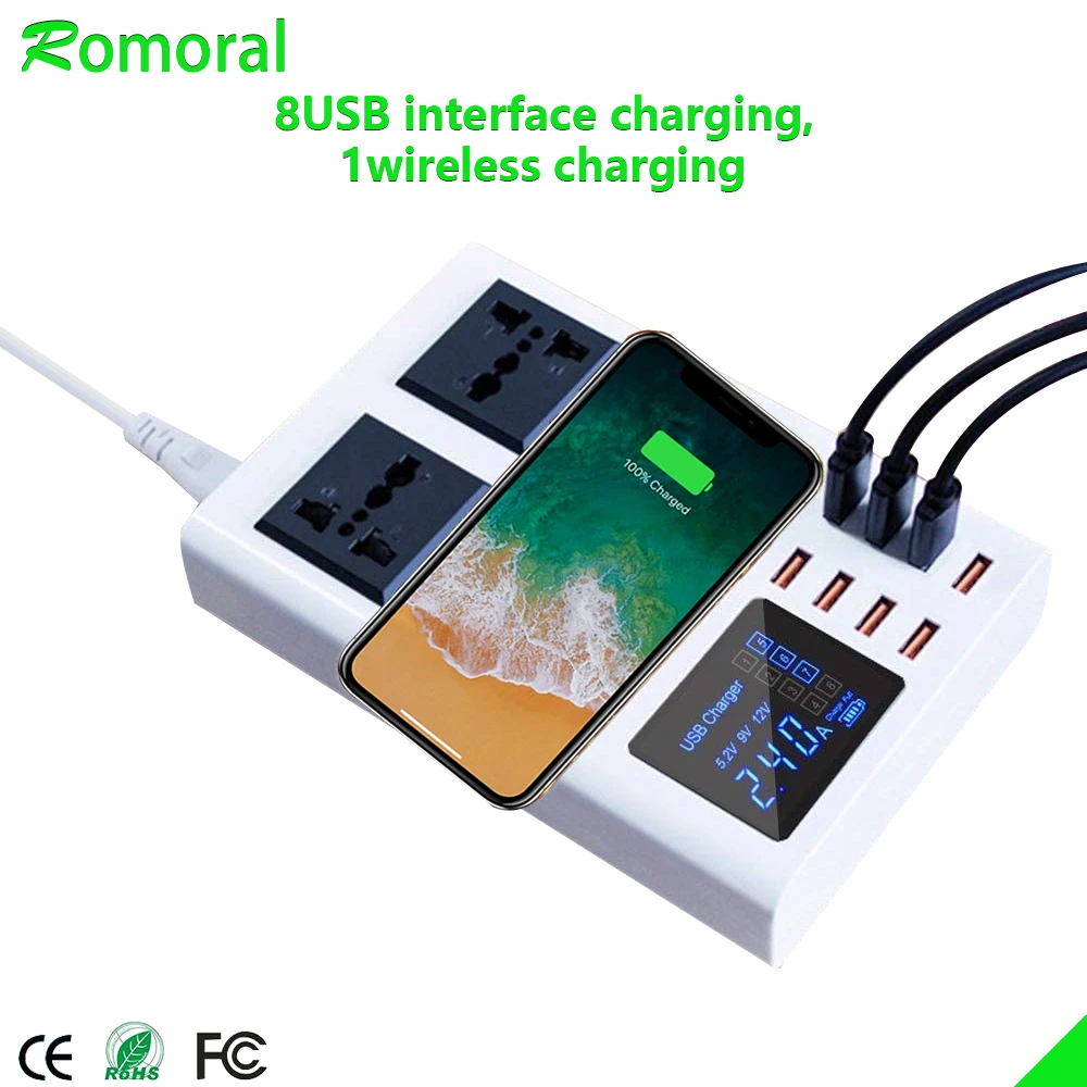 

Wireless Charger With Led Digital Display USB Charger Adapter For xiaomi huawei samsung