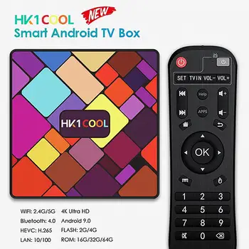 

HK1 COOL Smart TV Box Android 9.0 Set Top Box Quad-core 2+16/4+128G 2.4G/5G WIFI BT4.0 4K HD Network Player Home TV Box
