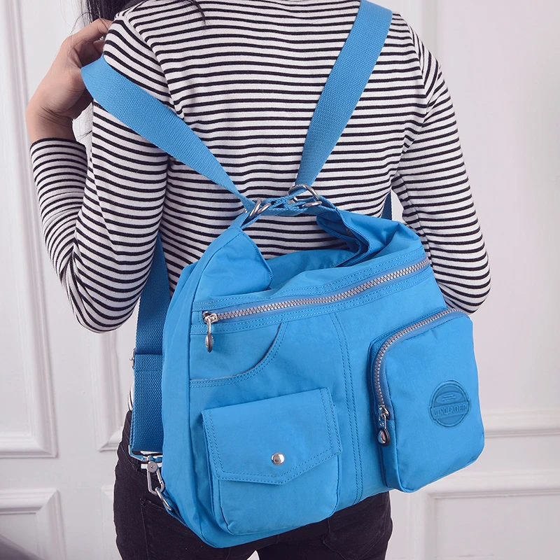  3 in 1 Women Bags Multifunction Backpack Shoulder Bag Nylon Cloth Tote Reusable Shopping Bag Ladys  - 4000118849951