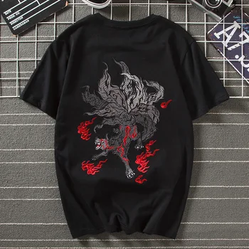 

National Style Brand Clothing Men T Shirt Loose Hip Hop Embroidered 100% Cotton T-Shirt Casual Short Sleeve Oversize Tshirts Men