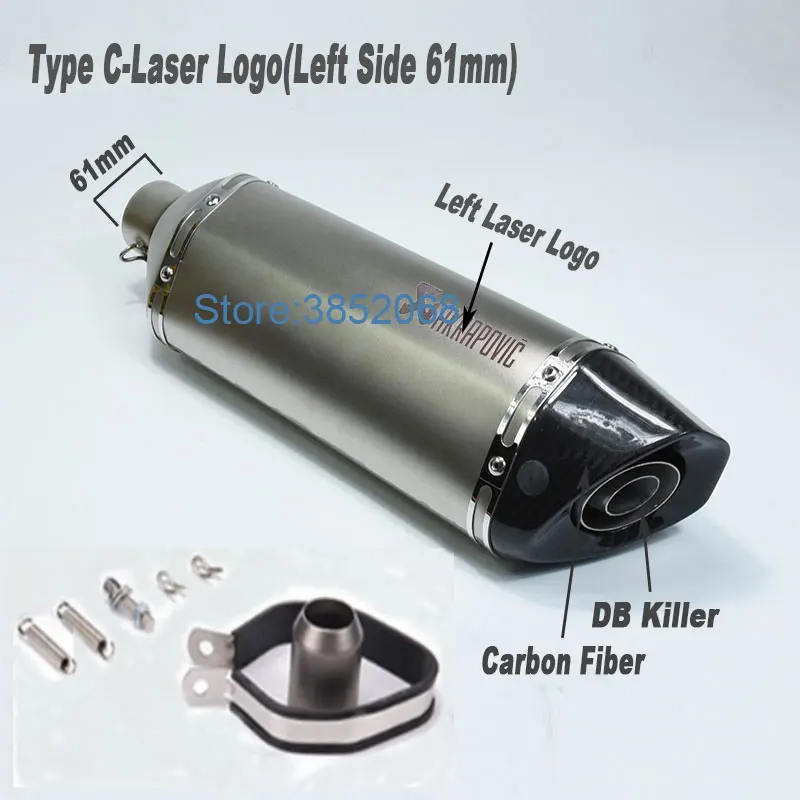 Type C 61mm L-Laser ID: 61 мм/51 мм правый/левый Akrapovic лазерный логотип выхлопной мотоцикл углеродное волокно наконечник глушитель Escape для мотоцикла обе стороны - Цвет: Type C 61mm L-Laser