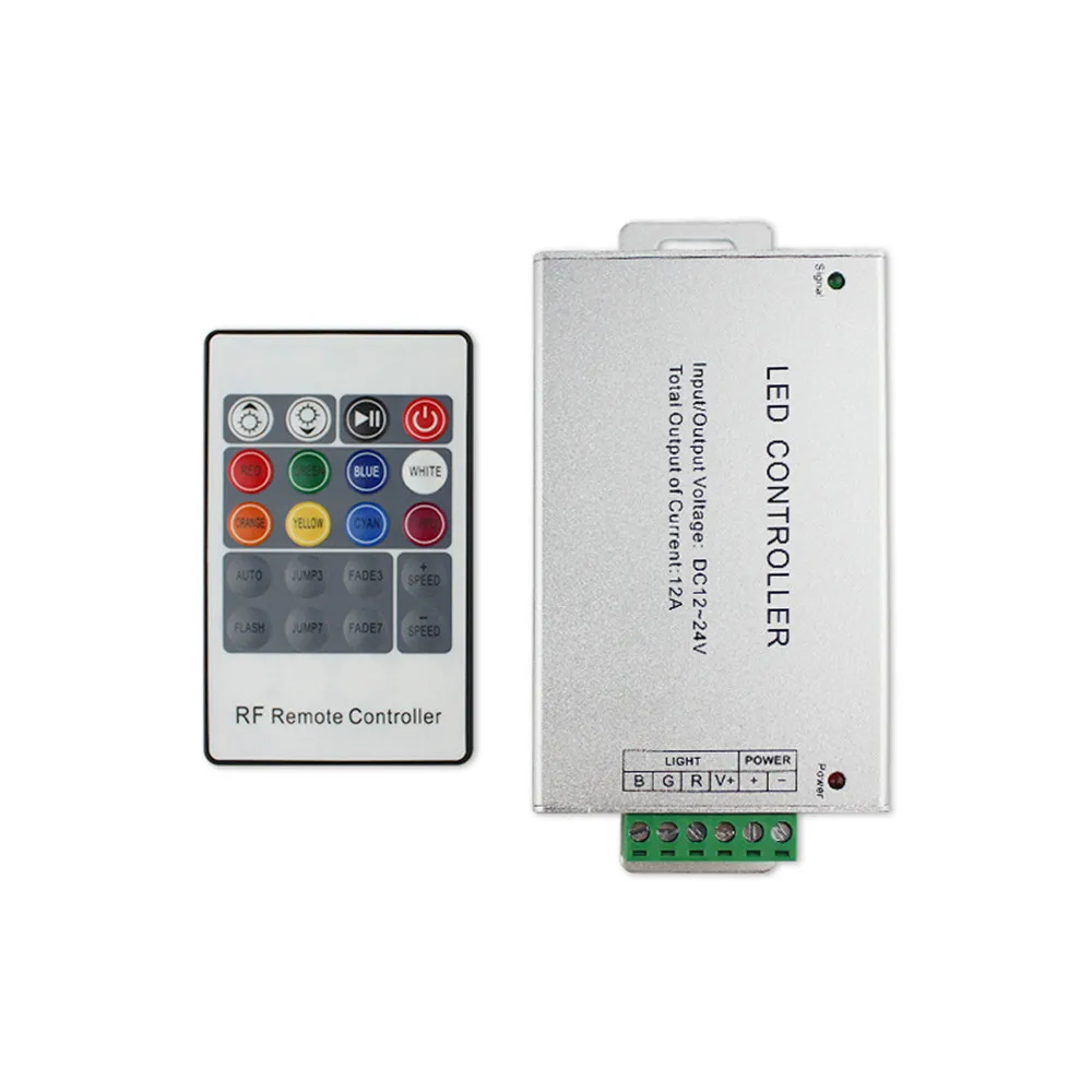 

20 Keys Wireless RF Remote Controller for RGB LED Strip Lights DC 12V 24V Aluminum 8 Colors 6 Modes RGB LED Controller Dimmer