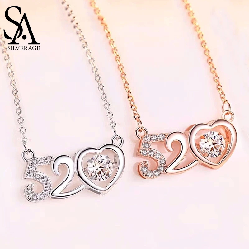 

SA SILVERAGE 2021 New Heart-shaped Clavicle Chain Valentine's Day Send Girlfriend 520 Necklace Women Summer 925 Sterling Silver