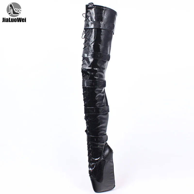 JIALUOWEI/Сапоги до бедра на очень высоком каблуке 7 дюймов, на танкетке пикантные Сапоги выше колена из матовой кожи на высоком каблуке со шнуро... JIALUOWEI/Сапоги до бедра на очень высоком каблуке 7 дюймов, на танкетке пикантные Сапоги выше колена из матовой кожи на высоком каблуке со шнуро...