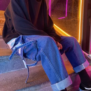

2019 Autumn And Winter New Korean Version Of Multi-pocket Tooling Three-color Tide Male Trend Loose Casual Jeans
