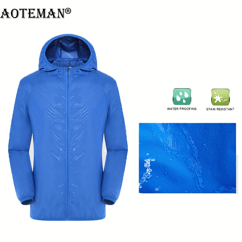 

Men Quick-Dry Jackets Hooded Skin Coats Ultra-Light Men's Summer Solid Windproof UV Outwears Windbreaker Male Jacket 4XL LM002