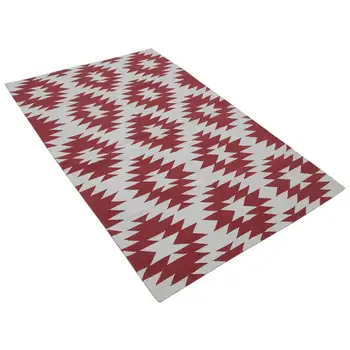 

107x166 Cm Red Handmade Dhurrie Rug-3x5 Ft