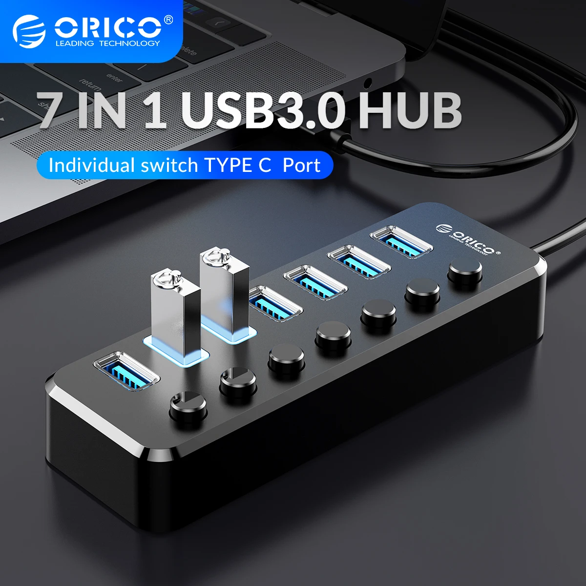  ORICO USB3.0 концентратор адаптер многопортовый адаптер Тип C интерфейс компьютера 4/7 в 1 адаптер удлинитель концентратор сплиттер 