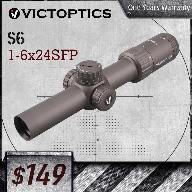 VictOptics AGN 1-6X24SFP Zero Reset&Turret Lock Rifle Scope Sight Quick Acquisition Target 5Level Illumination Real Fire Caliber