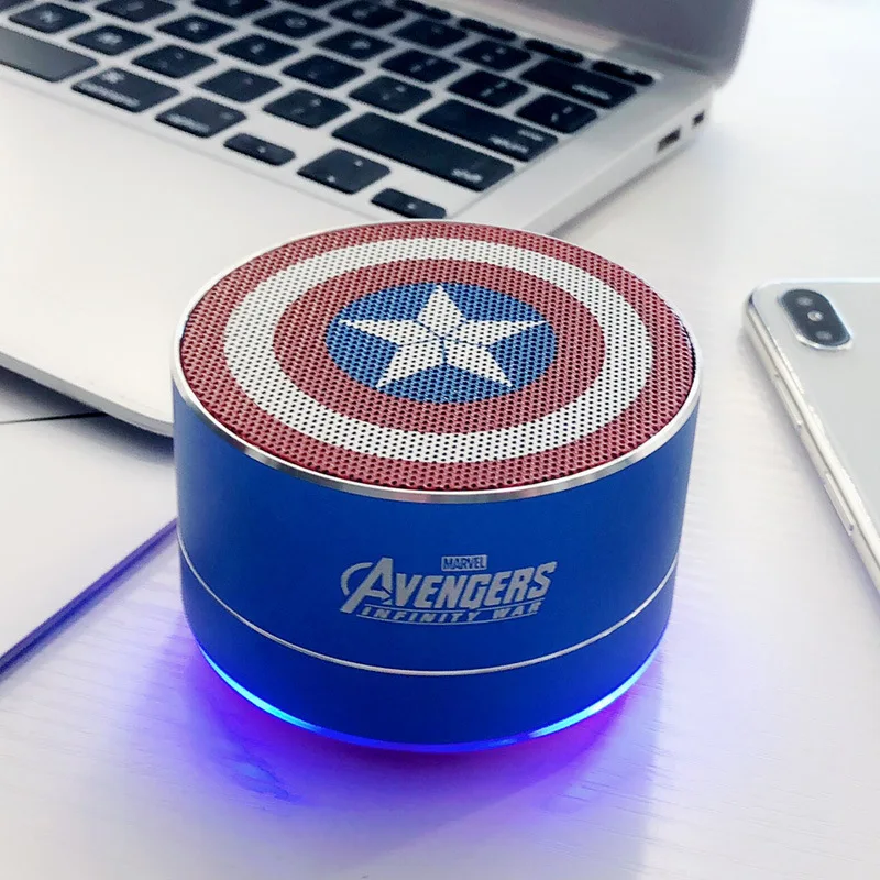 Marvel Iron Man Captain America Wireless Bluetooth Speaker 201 Car Subwoofer Plug-in Card Computer Portable Audio Mini Stereo |
