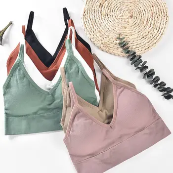 

Women's Bra Sexy Without Underwire Solid Color With Chest Pad Beauty Back Triangle Cup Wipe Chest Tube Top New