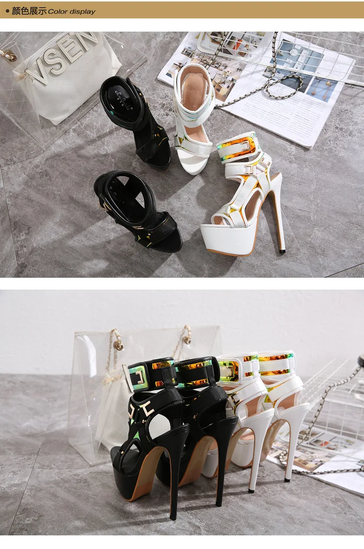 LTARTA Women Sexy Fish Toe Platform Sandals Super Heavy-High-Heel Sandals Fine Panel High-Heel Sandals JXQ