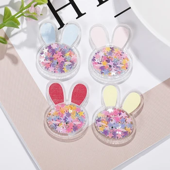 

5pcs/lot 2.7*3.5cm acrylic Transparent rabbit with star quicksand for DIY Kids Hair Clip Headdress Accessories