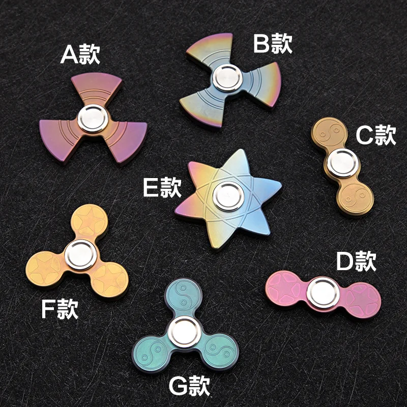 

America Hot Selling Titanium Alloy Fidget Spinner Hexagonal Color Fidget Spinner Trefoil Pressure Reduction Toy Colorful Spinner