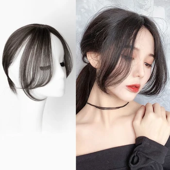 

BUQI Fashion Women Fake Synthetic Middle Part Bangs False Fringe Clip On Hair Claws Brown Black High Temperature Fiber