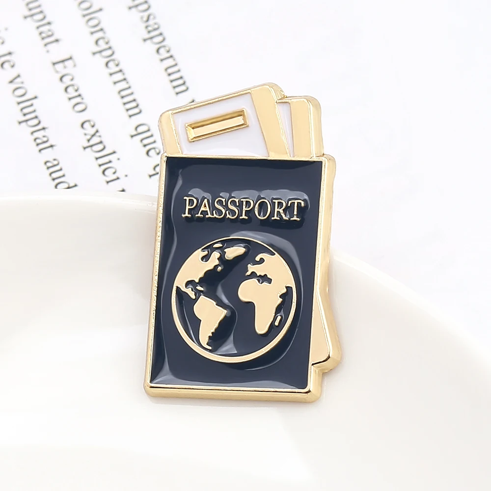 Nautical Diary Global Map Passport Enamel Pins Lapel Brooches Cute Map Passport Badge Pins Clothes Backpack Brooch Jewelry Gifts