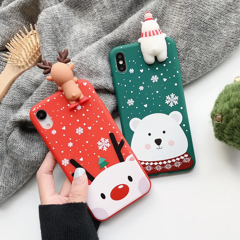 Милый Рождественский чехол для телефона iphone X с рисунком медведя модные