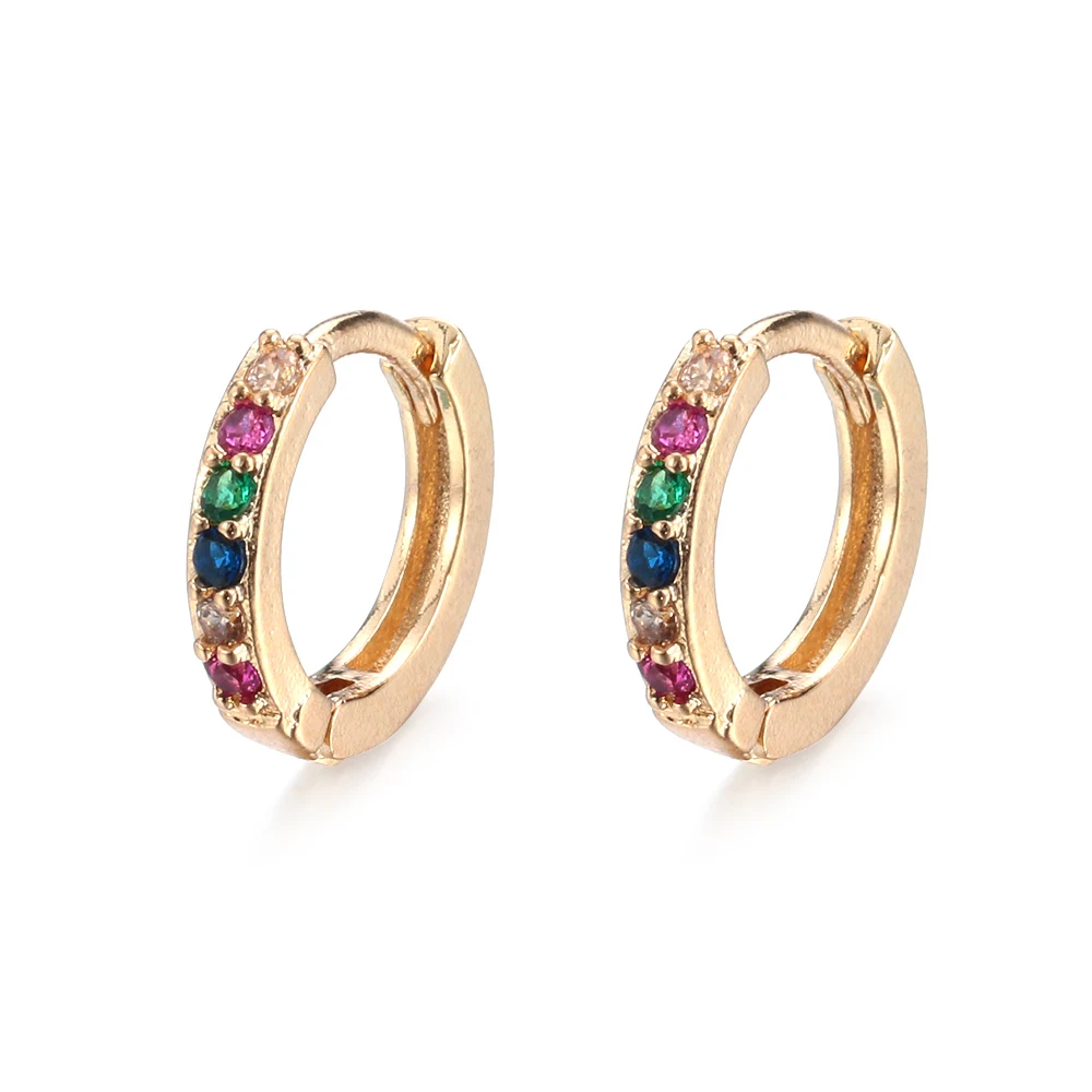 Multicolor Gold Женские шикарные круглые серьги-кольца, кольцо для носа, пирсинг хряща, висячие серьги, ювелирные изделия, покрытые золотом хрящи, модные серьги-гвоздики - Окраска металла: Multicolor Gold