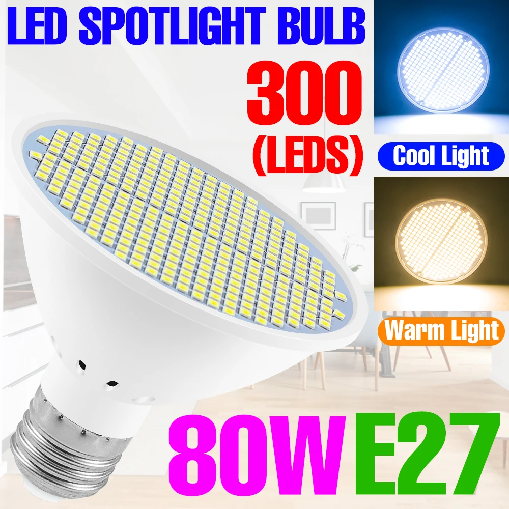 LED Bulb E27 Spotlight 220V Lamp 30W 50W 80W Warm White Light Bulb LED Chandelier 110V Ceiling Lamp For Home Living Room Bedroom