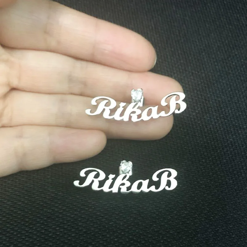 personalized name earrings with stone
