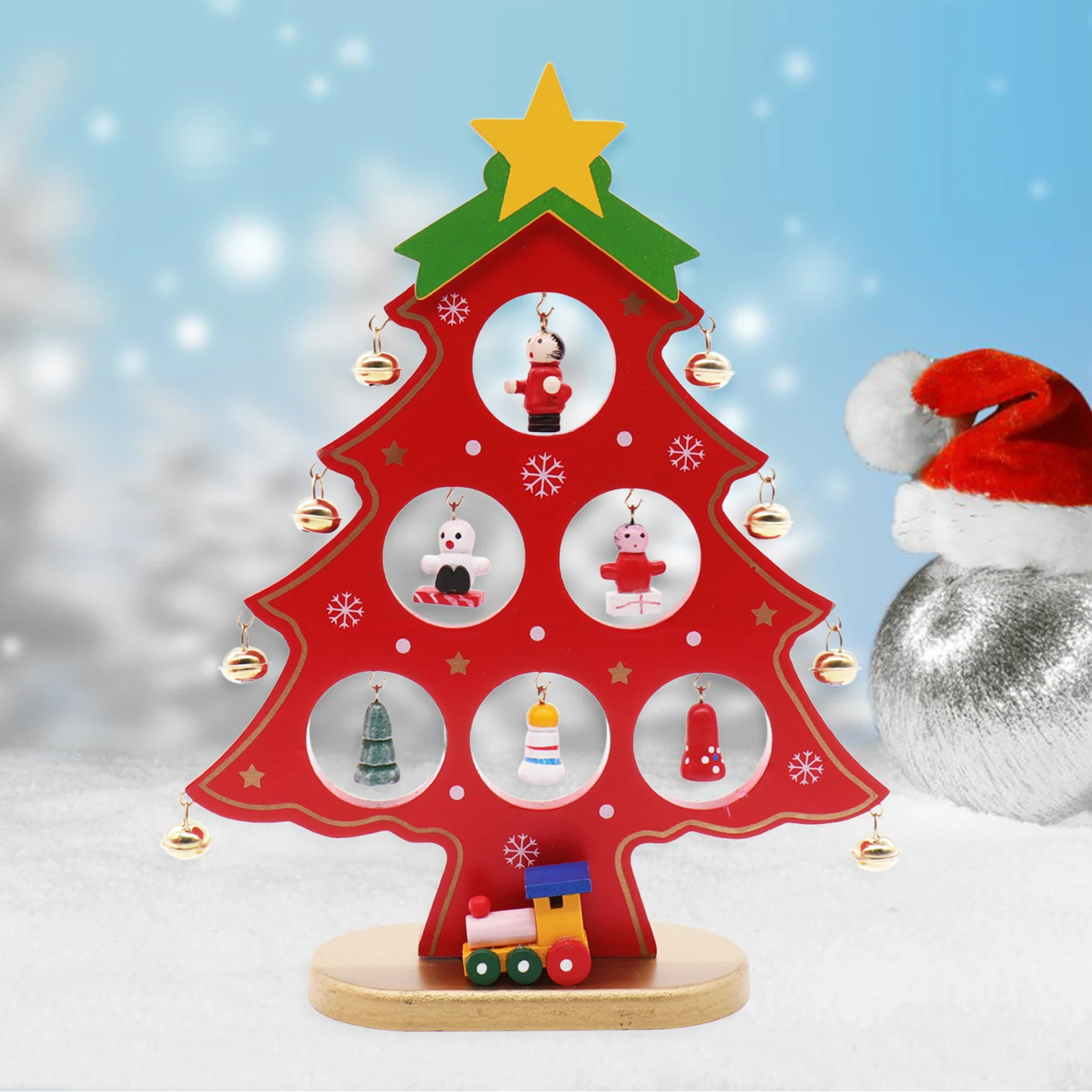 Wooden Artificial Desk Christmas Tree For Home Xmas Decorations Ornaments Kids Mini Wood tree Gift Cristmas Party Decoration