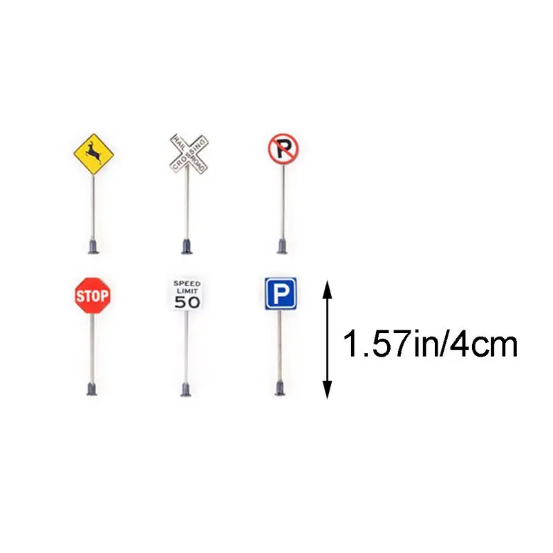 

14pcs/set 1/87 Scale Model Mini Traffic Signs Building Sand Table Model Decor