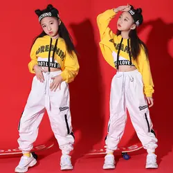 Новый осенний комплект в стиле хип-хоп для девочек, Корейская версия, детская одежда для уличных танцев, джазовых танцев, выступлений
