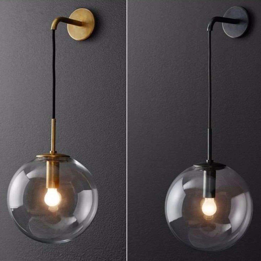 Moderno do Vintage Conduziu a Lâmpada de Parede Espelho do Banheiro ao Lado Nórdico Redonda Bola Vidro Lâmpadas Interior Americano Retro Arandela Luz 3 Luminárias de parede