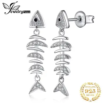 

JewelryPalace Unique Lucky Fishbone Cubic Zirconia Drop Earrings 925 Sterling Silver Earrings Fashion Jewelry Making