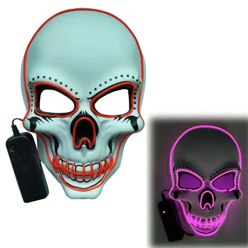 P PVC Halloween Mask LED Light Up Glow In Dark DJ Party skull Masks Festival Cosplay Costume Supplies for The Purge Election Year - Цвет: P