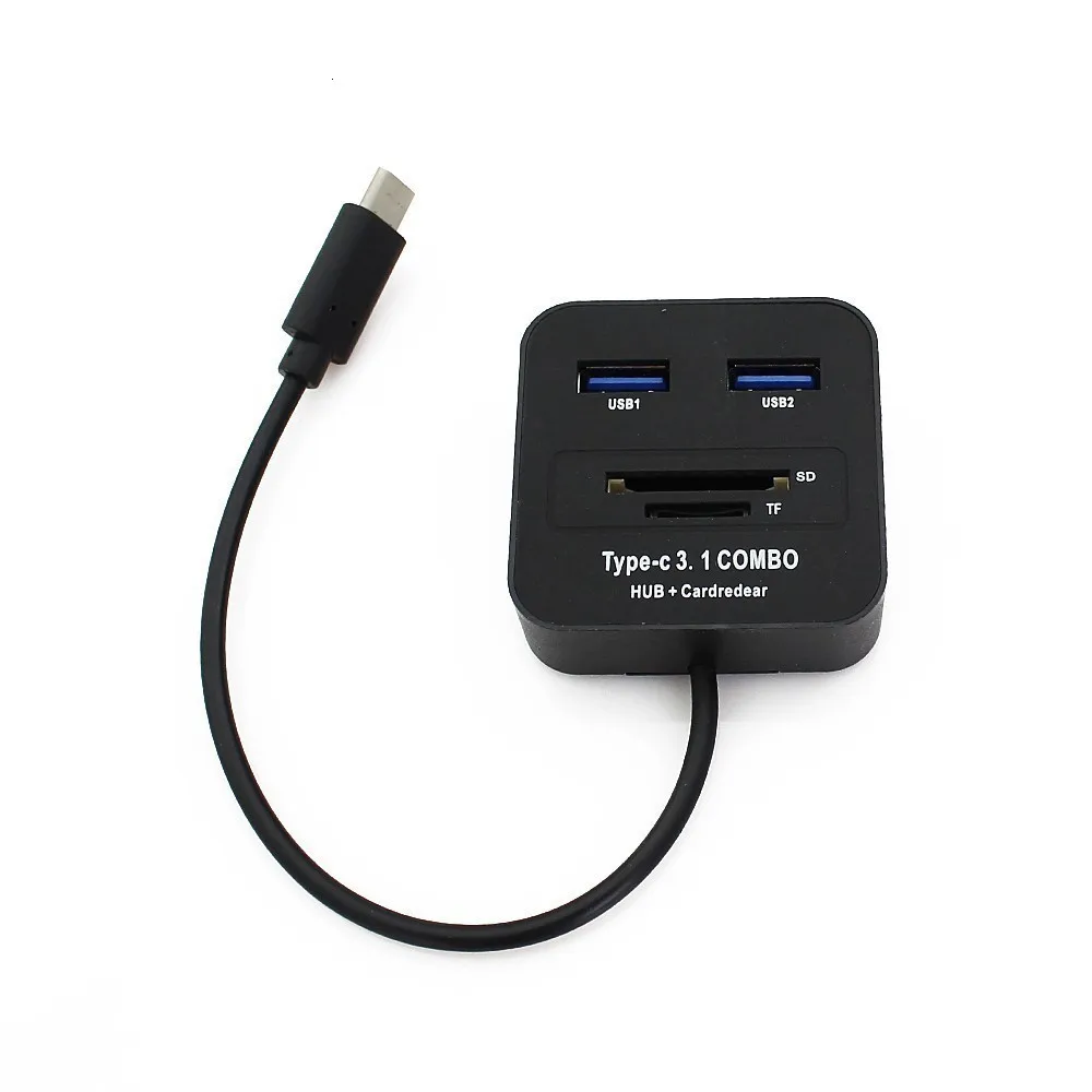 Usb C 3,0 концентратор Micro type C для мульти комбо Usb3.0 Hab 4 порта мини-сплиттер с слот кардридера супер скоростные аксессуары для ПК - Цвет: Черный