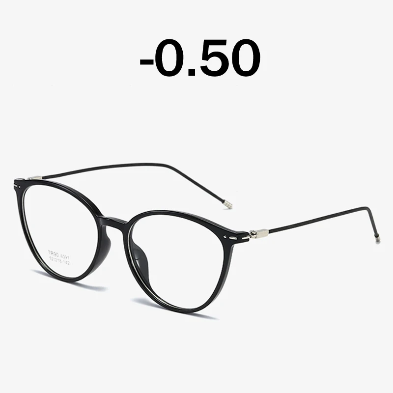 Iboode Сверхлегкий TR90 готовой близорукость очки Для мужчин Для женщин антибликовыми свойствами блокировки оптические, при близорукости очки с диоптриями 0-0,5-6,0 - Цвет оправы: Glossy Black -0.50