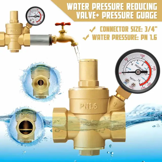 3 4 Inch Dn20 Brass Water Pressure Regulator Reducer Adjustable