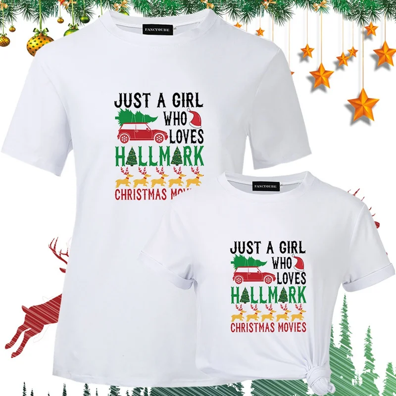 Harajuku/женские футболки JUST A GIRL WHO Love HALLMARK, уличная футболка, свободные футболки с коротким рукавом, рождественские футболки, топы