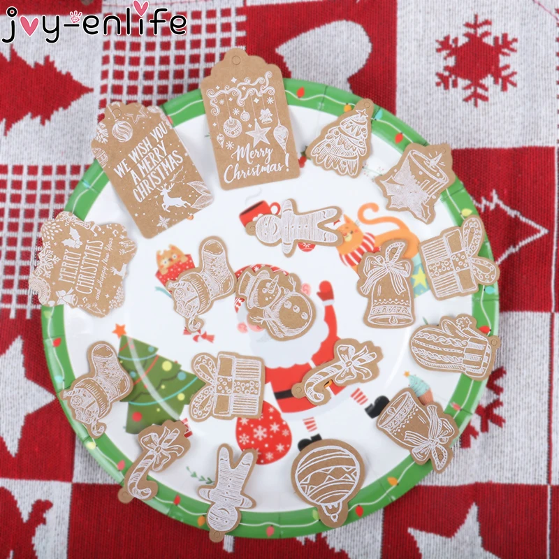 

Joy-Enlife 50Pcs Paper Tags DIY Crafts Hang Tag Labels Christmas Party Multi Style Christmas Series Kraft Gift Wrapping Supplies