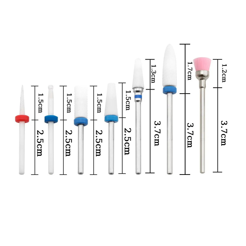 7 шт. сверла для ногтей, электрическая фреза для ногтей, фреза для педикюра, машинка для маникюра, электрическая шлифовальная насадка для ногтей, инструмент для полировки