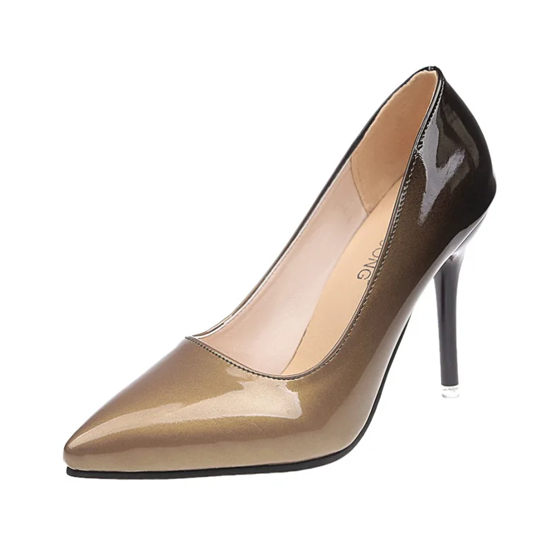 

Ultra-High-Heel Thin Heeled Pointed-Toe High Heel Shoes Bright Skin Large Size Sexy Gradient Color Versatile WOMEN'S Shoes
