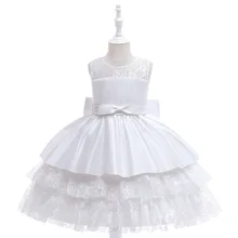New Girls Ballgown  Flower Girl Dress Light  White Lace Fairy  Dress For Girl  Sleeveless Bow Ceremony Children Clothing Online