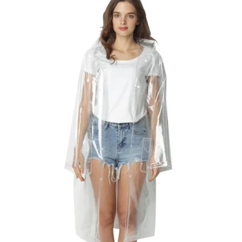 

Fashion Thickened Waterproof Rain Coat EVA Women Clear Transparent Camping Waterproof Rainwear Suit Rain Reusable