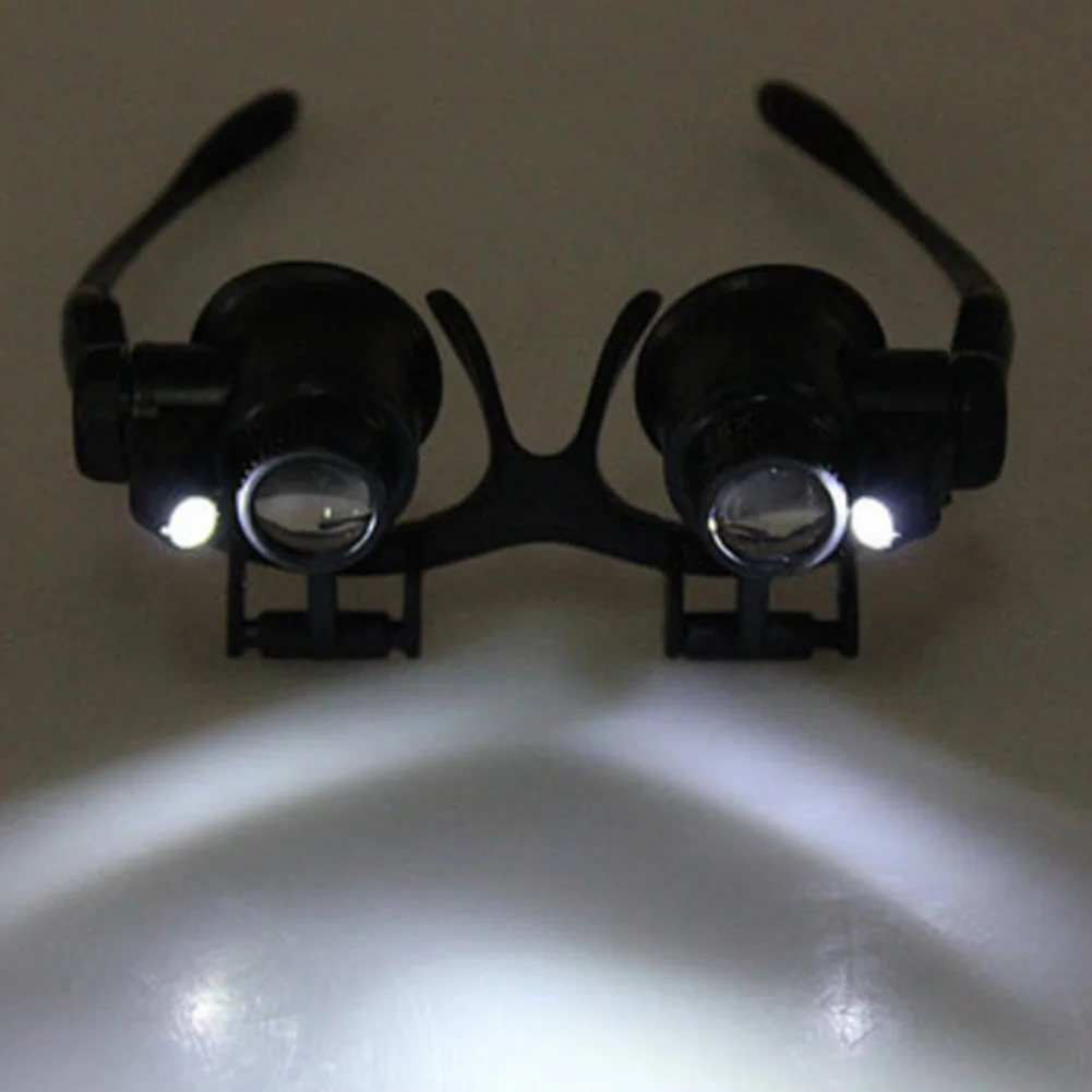 Носить очки увеличительное прочный пластик+ акрил 8 объектив 10x 15x 20x 25x повязка на голову 2LED Лупа увеличительная Лупа