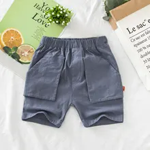 Детские штаны средней длины г. Новые стильные однотонные повседневные штаны летние шорты в Корейском стиле для мальчиков