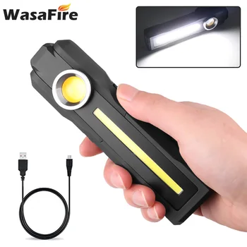 

LED Working Lamp USB Rechargeable Flashlight White Yellow LED Torch Magnetic Lantern Inspection Light for Camping Repairing Car