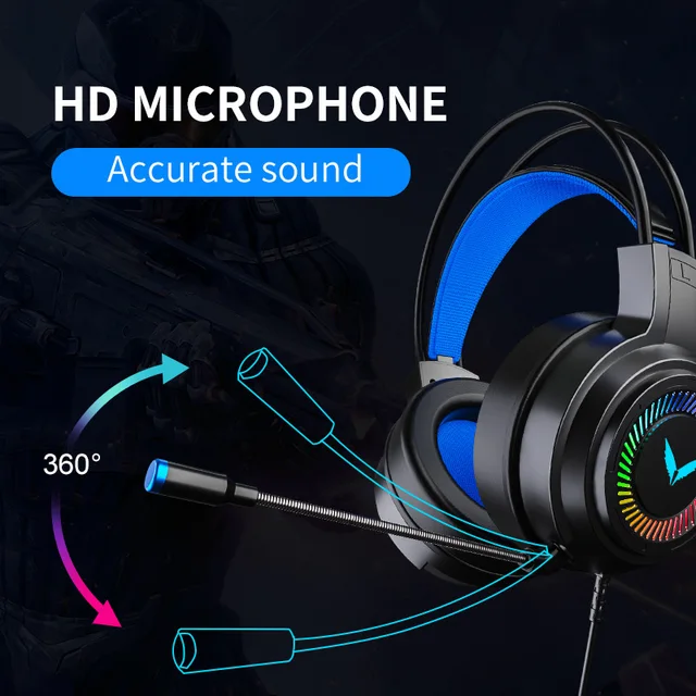 G58 G60 Cuffie da gioco 7.1 Stereo SVirtual Surround Bass Cuffie con microfono Luce LED per computer PC Gamer Pieghevole 2