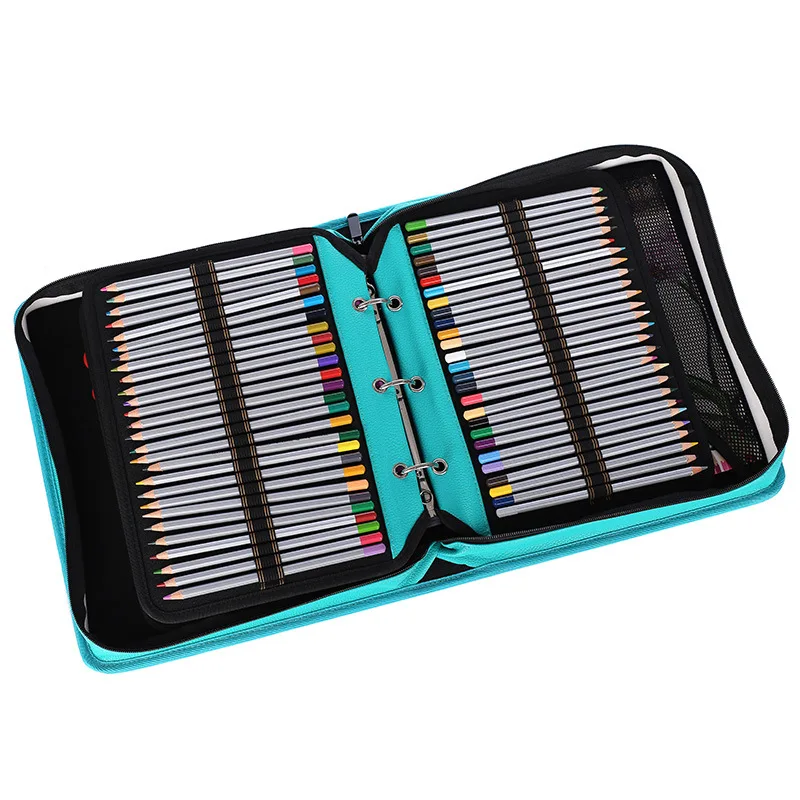 

Pu Leather School Pencil Case 180 Hole Large Pen Pencil Case Color Pencil Spiral Detachable Pen Case