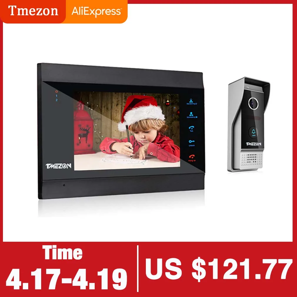 TMEZON 7 Inch Wireless WiFi Smart IP Video Door Phone Intercom System with 1x1200TVL Wired Doorbell Camera,Support Remote unlock TMEZON 7 Inch Wireless WiFi Smart IP Video Door Phone Intercom System with 1x1200TVL Wired Doorbell Camera,Support Remote unlock