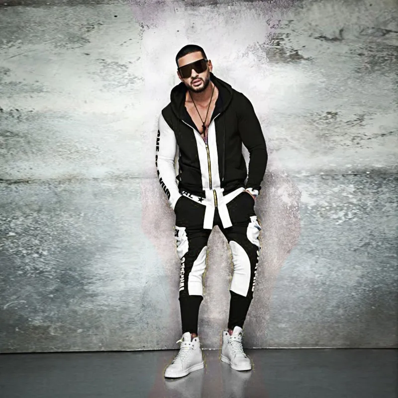 ZOGAA Tracksuit Mens Autumn Streetwear Fashion Hoodies Sweatpants Sweatsuit Letter Patchwork Zipper 2 of Sets Casual Slim Suits ZOGAA Tracksuit Mens Autumn Streetwear Fashion Hoodies Sweatpants Sweatsuit Letter Patchwork Zipper 2 of Sets Casual Slim Suits