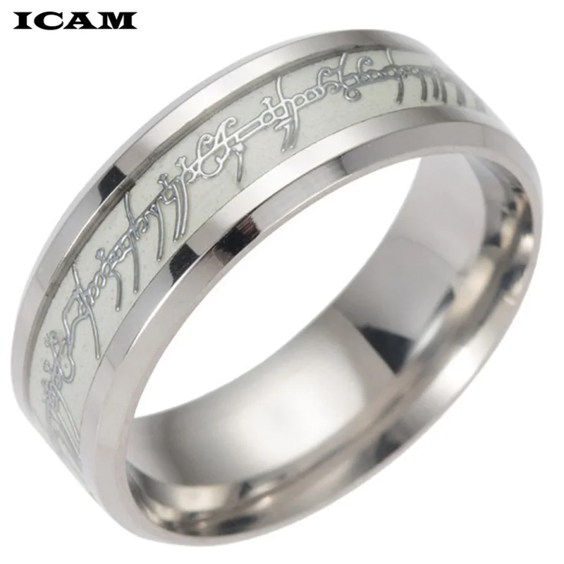 ICAM/новые кольца из нержавеющей стали с одним кольцом, флуоресцентные светящиеся кольца с логотипом для женщин, модные ювелирные изделия