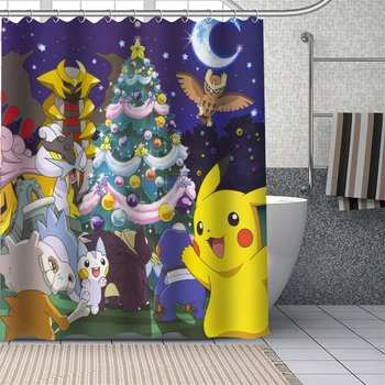 

Custom Pokemon Shower Curtains DIY Bathroom Curtain Fabric Washable Polyester for Bathtub Art Decor Drop Shipping