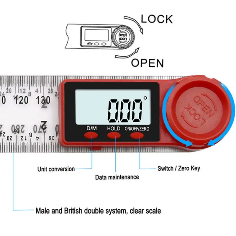 300 мм/200 мм " /11" Цифровая угловая линейка прозрачный угломер измерительный инструмент